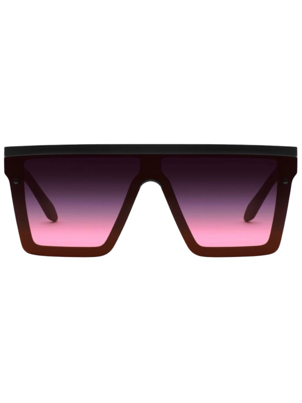 QUAY Hindsight Sunglasses Matte Black Frame Black Pink Fade Lens Shield NEW